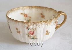 Belleek Willets Gilded Cream, Gold & Floral Demitasse Antique Cup & Saucer