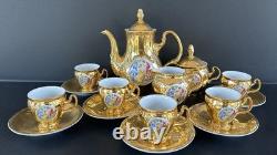Bernadotte Czech Gold Tea Set Service For 6 Teapot Sugar Creamer Cups & Saucers