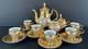 Bernadotte Czech Gold Tea Set Service For 6 Teapot Sugar Creamer Cups & Saucers
