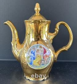 Bernadotte Czech Gold Tea Set Service For 6 Teapot Sugar Creamer Cups & Saucers