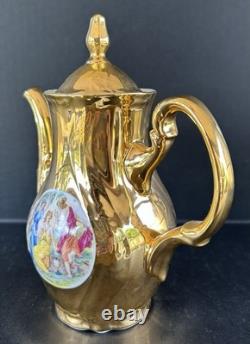 Bernadotte Czech Gold Tea Set Service For 6 Teapot Sugar Creamer Cups & Saucers