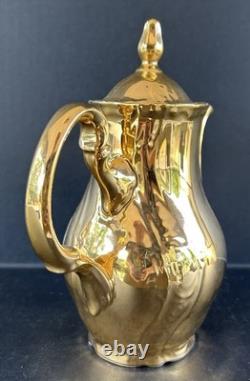 Bernadotte Czech Gold Tea Set Service For 6 Teapot Sugar Creamer Cups & Saucers