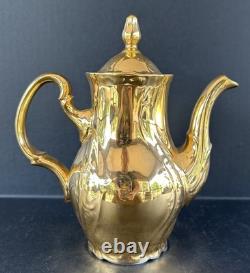 Bernadotte Czech Gold Tea Set Service For 6 Teapot Sugar Creamer Cups & Saucers