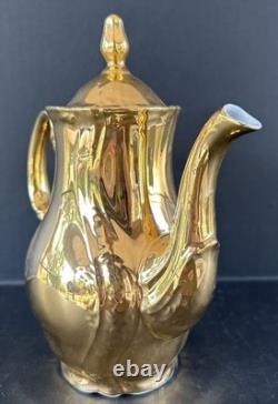 Bernadotte Czech Gold Tea Set Service For 6 Teapot Sugar Creamer Cups & Saucers