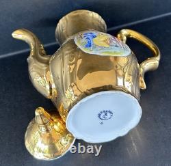Bernadotte Czech Gold Tea Set Service For 6 Teapot Sugar Creamer Cups & Saucers