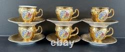 Bernadotte Czech Gold Tea Set Service For 6 Teapot Sugar Creamer Cups & Saucers