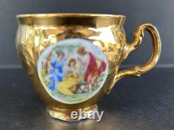 Bernadotte Czech Gold Tea Set Service For 6 Teapot Sugar Creamer Cups & Saucers