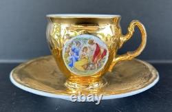 Bernadotte Czech Gold Tea Set Service For 6 Teapot Sugar Creamer Cups & Saucers