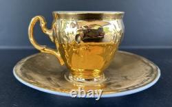 Bernadotte Czech Gold Tea Set Service For 6 Teapot Sugar Creamer Cups & Saucers