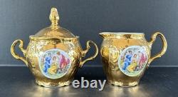 Bernadotte Czech Gold Tea Set Service For 6 Teapot Sugar Creamer Cups & Saucers