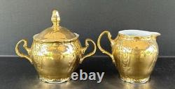 Bernadotte Czech Gold Tea Set Service For 6 Teapot Sugar Creamer Cups & Saucers