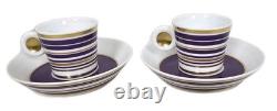 Bernardaud Espresso Coffee Cups and Saucers Lampeduza Voilet New Pair Gift