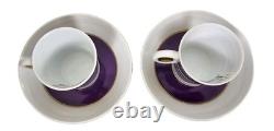 Bernardaud Espresso Coffee Cups and Saucers Lampeduza Voilet New Pair Gift