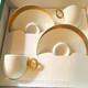 Bernardaud Salsa Porcelain White Gold Rim Espresso Cups & Saucers Set Of 2
