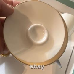 Bernardaud Salsa Porcelain White Gold Rim Espresso Cups & Saucers Set of 2