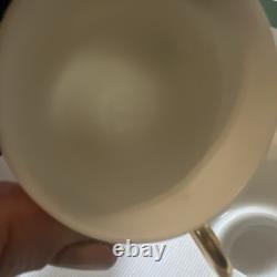 Bernardaud Salsa Porcelain White Gold Rim Espresso Cups & Saucers Set of 2