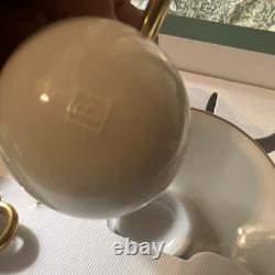Bernardaud Salsa Porcelain White Gold Rim Espresso Cups & Saucers Set of 2