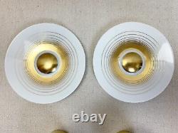 Bernardaud Set of 2 Gold Loop handle-less Espresso cups with saucers Limoges