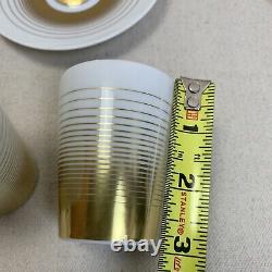 Bernardaud Set of 2 Gold Loop handle-less Espresso cups with saucers Limoges