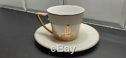 Biba Starburst Porcelain Coffee/tea Set With Gold Gilding X4 - Art Deco