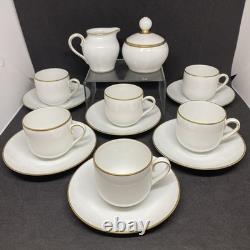 Bing & Grondahl B&G White Sugar, Creamer, 6 Demitasse Cups & Saucers Gold Trim