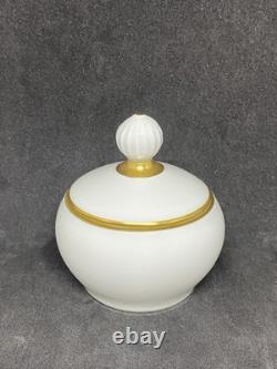 Bing & Grondahl B&G White Sugar, Creamer, 6 Demitasse Cups & Saucers Gold Trim