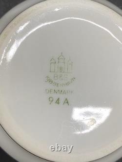 Bing & Grondahl B&G White Sugar, Creamer, 6 Demitasse Cups & Saucers Gold Trim