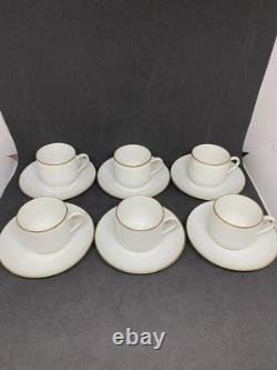 Bing & Grondahl B&G White Sugar, Creamer, 6 Demitasse Cups & Saucers Gold Trim