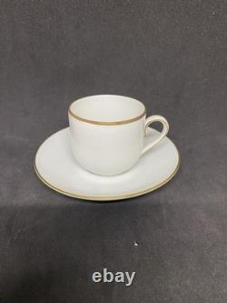 Bing & Grondahl B&G White Sugar, Creamer, 6 Demitasse Cups & Saucers Gold Trim