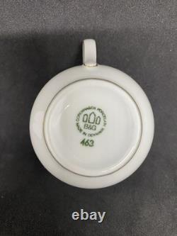 Bing & Grondahl B&G White Sugar, Creamer, 6 Demitasse Cups & Saucers Gold Trim