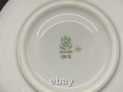 Bing & Grondahl B&G White Sugar, Creamer, 6 Demitasse Cups & Saucers Gold Trim