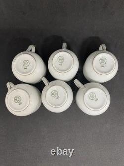 Bing & Grondahl B&G White Sugar, Creamer, 6 Demitasse Cups & Saucers Gold Trim