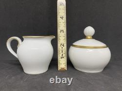 Bing & Grondahl B&G White Sugar, Creamer, 6 Demitasse Cups & Saucers Gold Trim