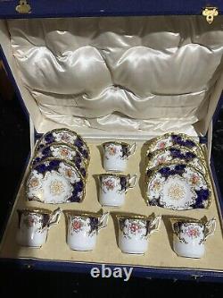 Boxed Antique Coalport Batwing Dematise Cup /saucer Cobalt Blue