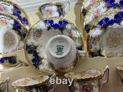 Boxed Antique Coalport Batwing Dematise Cup /saucer Cobalt Blue