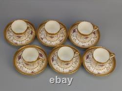Brown Westhead Cauldon Rose Garlands Gilt Border Porcelain Coffee Set in Case