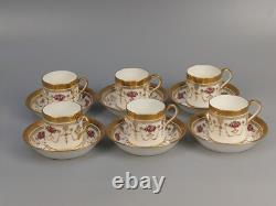 Brown Westhead Cauldon Rose Garlands Gilt Border Porcelain Coffee Set in Case