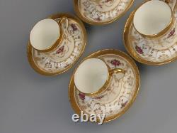 Brown Westhead Cauldon Rose Garlands Gilt Border Porcelain Coffee Set in Case