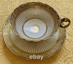 Brown Westhead Moore Cauldon Hand Painted Gold Tea Cup & Saucer, Antique