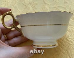 Brown Westhead Moore Cauldon Hand Painted Gold Tea Cup & Saucer, Antique