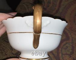 Brown Westhead Moore Cauldon Hand Painted Gold Tea Cup & Saucer, Antique