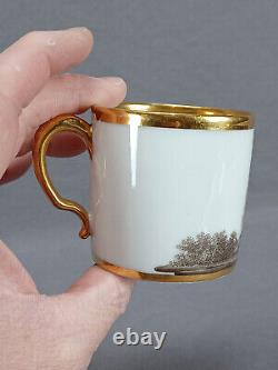 Bruges Vieux Bruxelles Grisaille Hand Painted Farmer Gold Coffee Cup & Saucer A