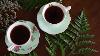 Bt T Floral Tea Cups And Saucers Set Of 2 Green 8 Oz