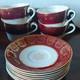 Burgundy White Gold Floral Midwinter Dinner Set Cups Saucers 1940s /50s