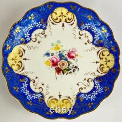 C1835 Antique 28 Piece Tea Set Davenport Blue Gold Gilt Cup & Saucers Jug, Bowl