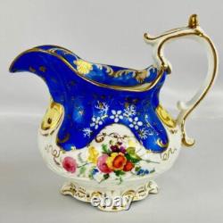 C1835 Antique 28 Piece Tea Set Davenport Blue Gold Gilt Cup & Saucers Jug, Bowl