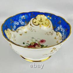 C1835 Antique 28 Piece Tea Set Davenport Blue Gold Gilt Cup & Saucers Jug, Bowl