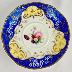 C1835 Antique 28 Piece Tea Set Davenport Blue Gold Gilt Cup & Saucers Jug, Bowl