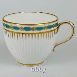 C1850 Antique Trio Minton Turquoise + Gold Porcelain Tea Cup Saucer & Side Plate