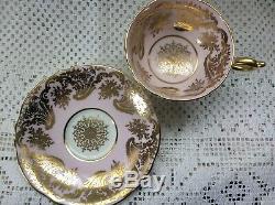 C1939 Paragon Double Warrant Hand-decorated Lavish Gold Pink Cup & Saucer